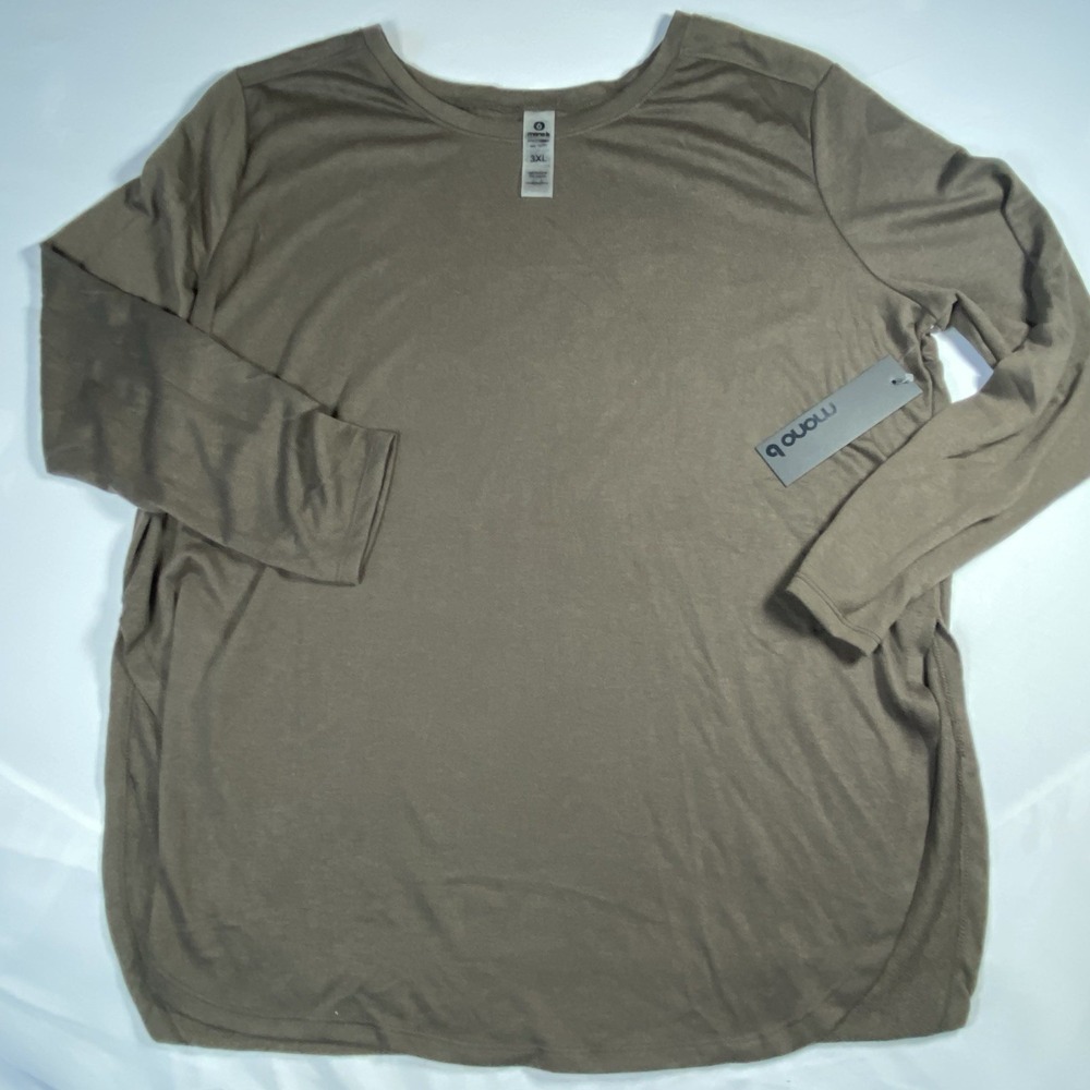 NWT Mono B Shirt Womens 3XL Brown Long Sleeve Long Sweater Style